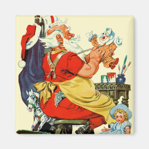 Santa på arbete magnet