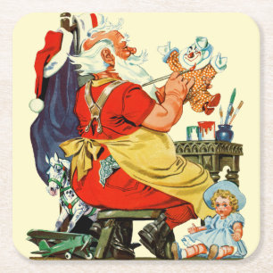 Santa på arbete underlägg papper kvadrat