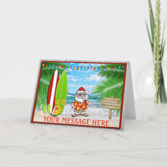 SANTA PÅ BEACH HELGKORT (Framsida)