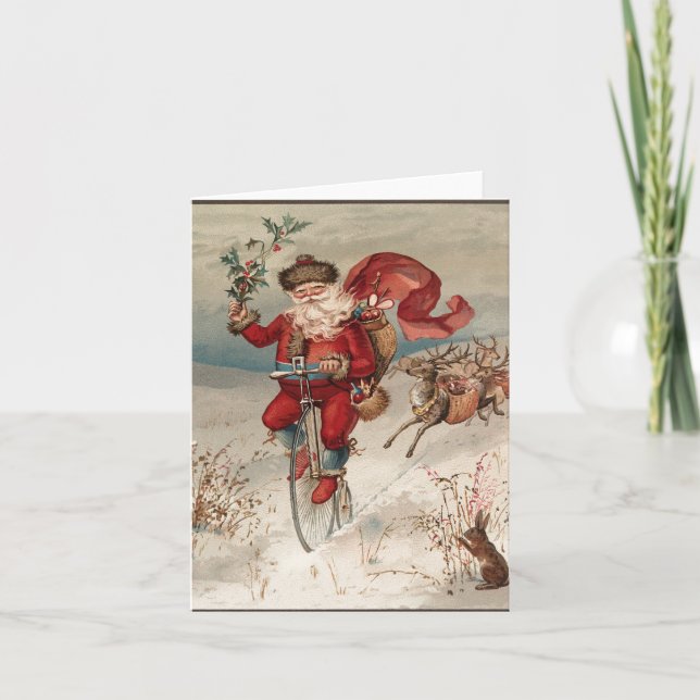 Santa på cykeln Notecards Helgkort (Framsida)