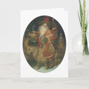 Santa på en get helgkort