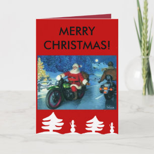 Santa på en Harley julkort Helgkort