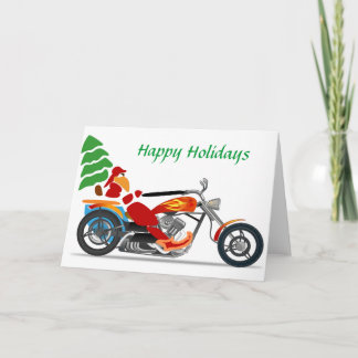 Santa på en motorcykeljulkort helgkort