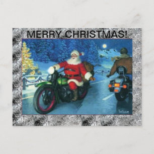 Santa på en motorcykelvykort helg vykort