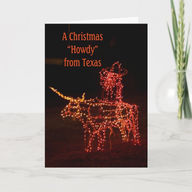 Santa på ett kort för hälsning för LonghornTexas (Framsida)