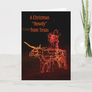 Santa på ett kort för hälsning för LonghornTexas