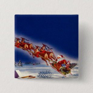 Santa på hans Sleigh Knapp
