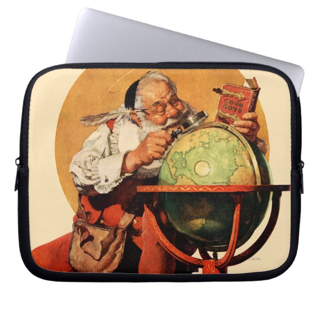 Santa på jordklotet laptop sleeve (Framsidan)