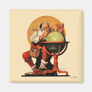 Santa på jordklotet magnet