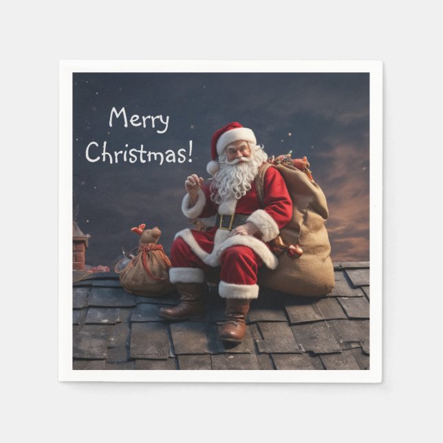 Santa på julen Kväll Pappersservett (Framsidan)