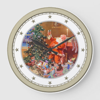 Santa på natten för jul stor klocka