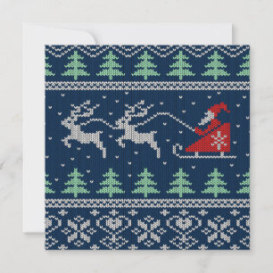 Santa på Sleigh stuckit mönster Julkort