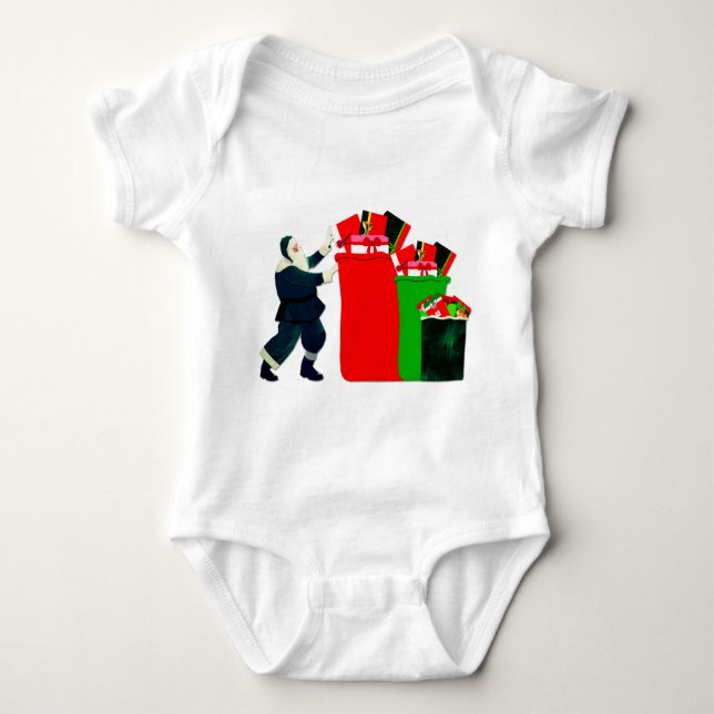 Santa Packing Gift Sacks T-Shirt (Framsida)