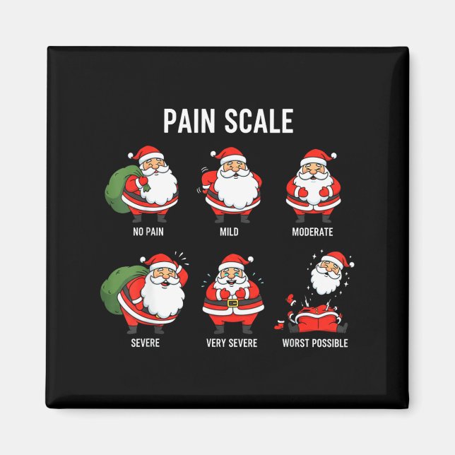 Santa Pain Scale Funny Christmas Design For Nurse  Magnet (Framsidan)