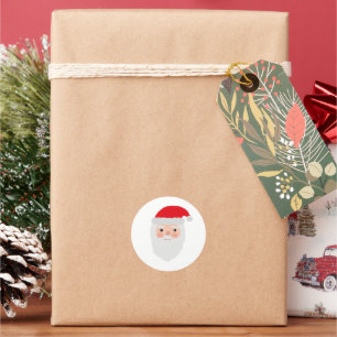 Santa Painting Cheery Illustration Classic Round S Runt Klistermärke