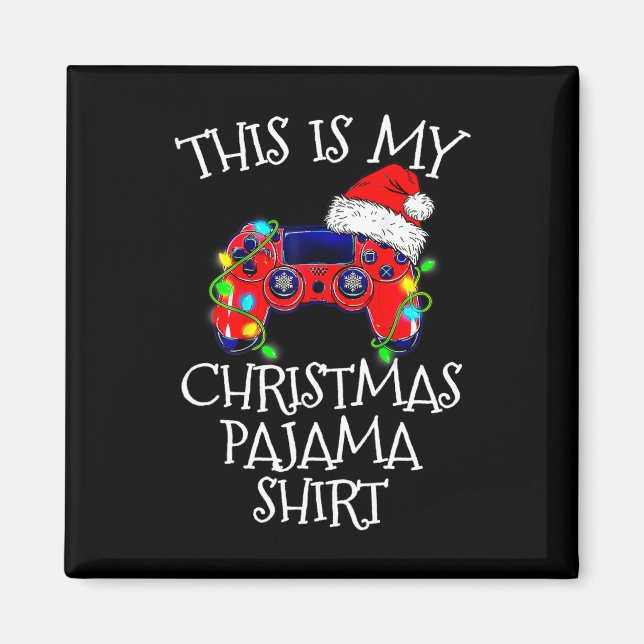 Santa Pajama Shirt Video Game Controller Santa Magnet (Framsidan)
