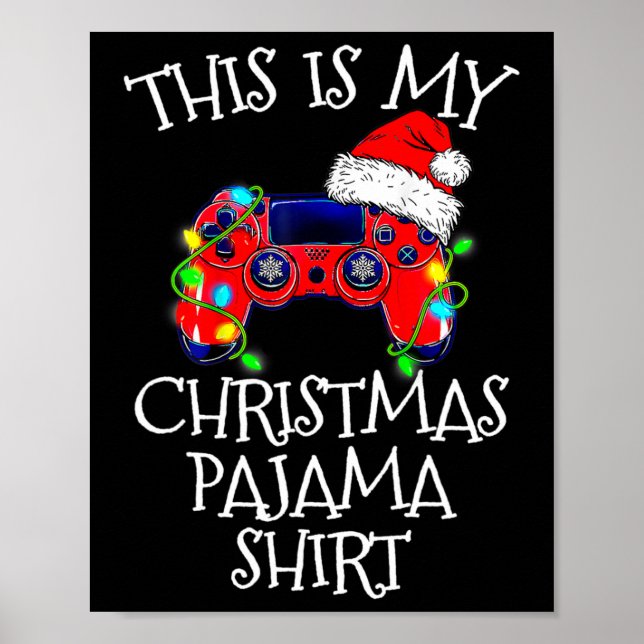 Santa Pajama Shirt Video Game Controller Santa Poster (Framsidan)