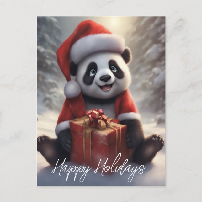 Santa Panda Bear Helg Vykort (Framsida)