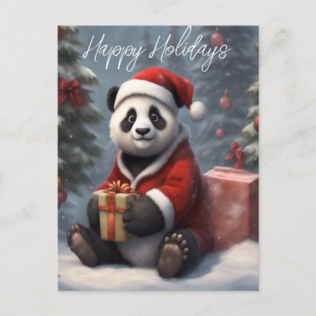 Santa Panda Bear Helg Vykort (Framsida)