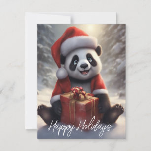 Santa Panda Björn Julkort