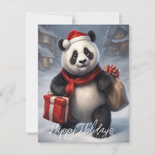 Santa Panda Björn Julkort