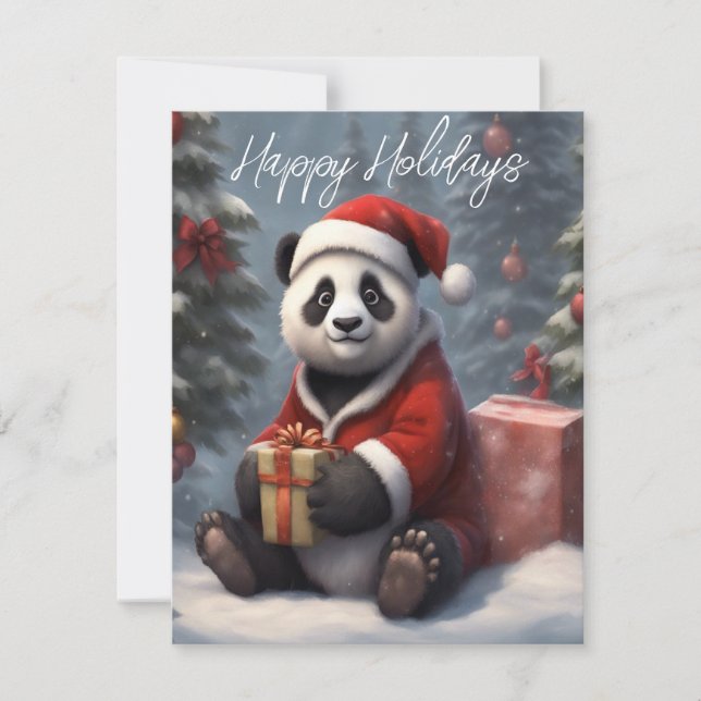 Santa Panda Björn Julkort (Framsida)