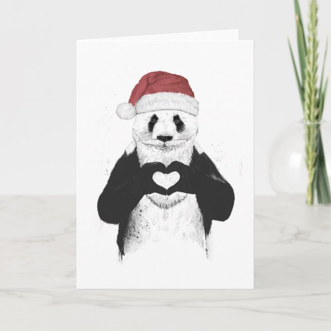 Santa panda helgkort (Framsida)