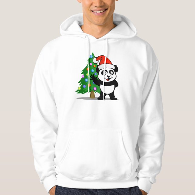 Santa Panda (ljusa skjortor) Hoodie (Framsida)