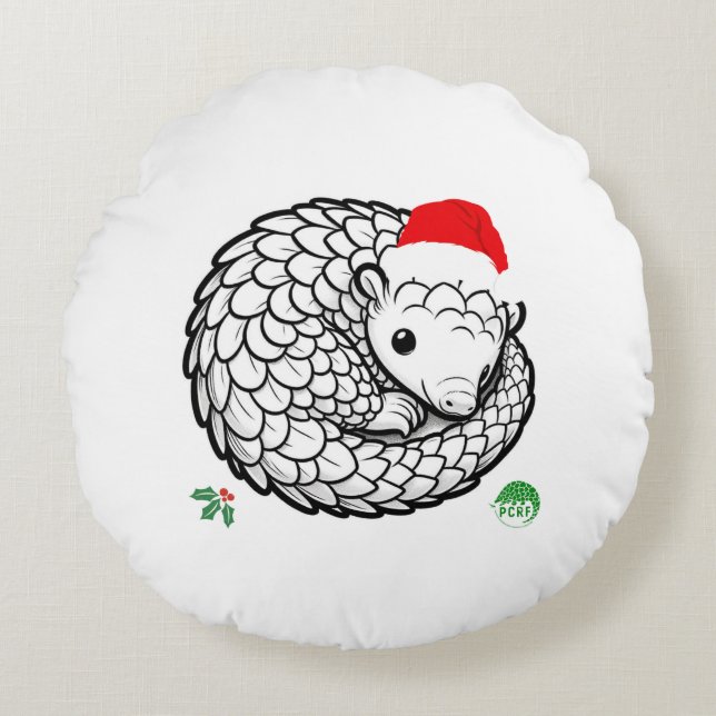 Santa Pangolin Pillow Rund Kudde (Framsidan)