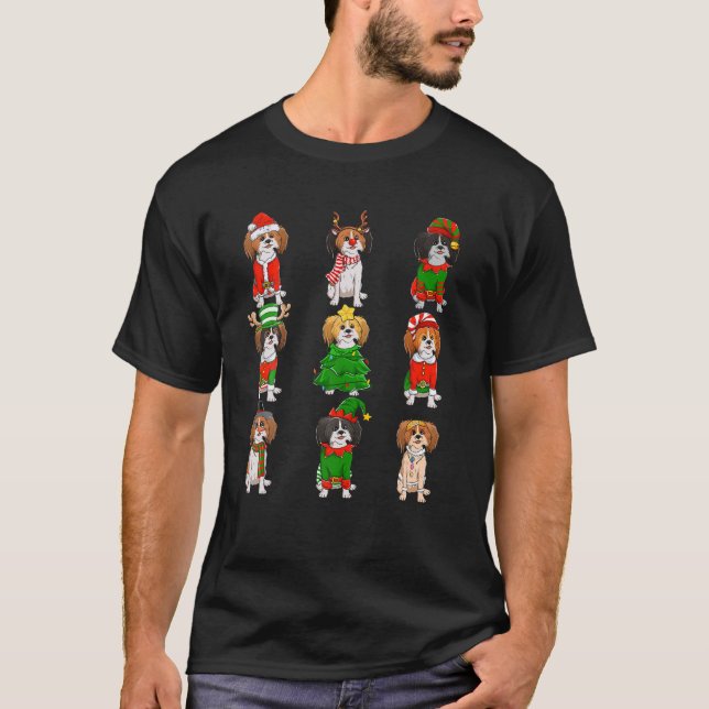 Santa Papillon Julgran Ljus ELF Reindeer T Shirt (Framsida)