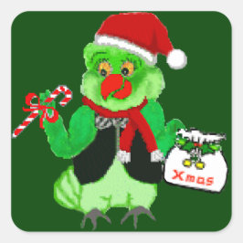 Santa Parrot Stickers Fyrkantigt Klistermärke