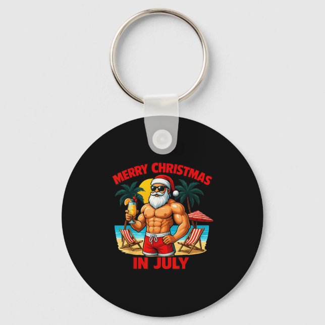 Santa Party Summer Vacation On The Beach Christmas Nyckelring (Framsida)