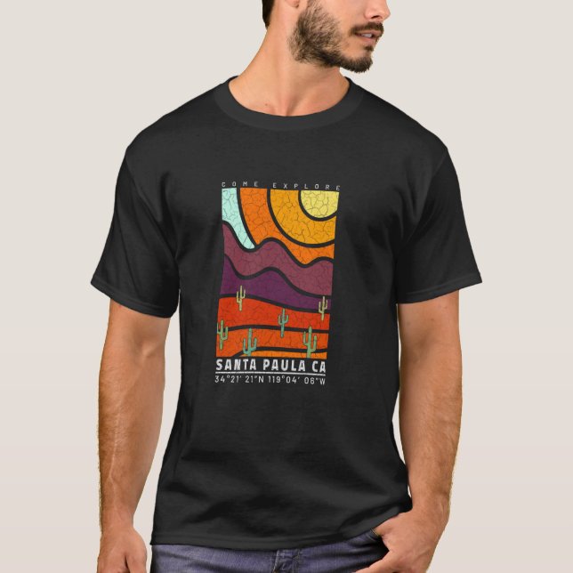 Santa Paula California Coola Desert Souvenir Santa T Shirt (Framsida)