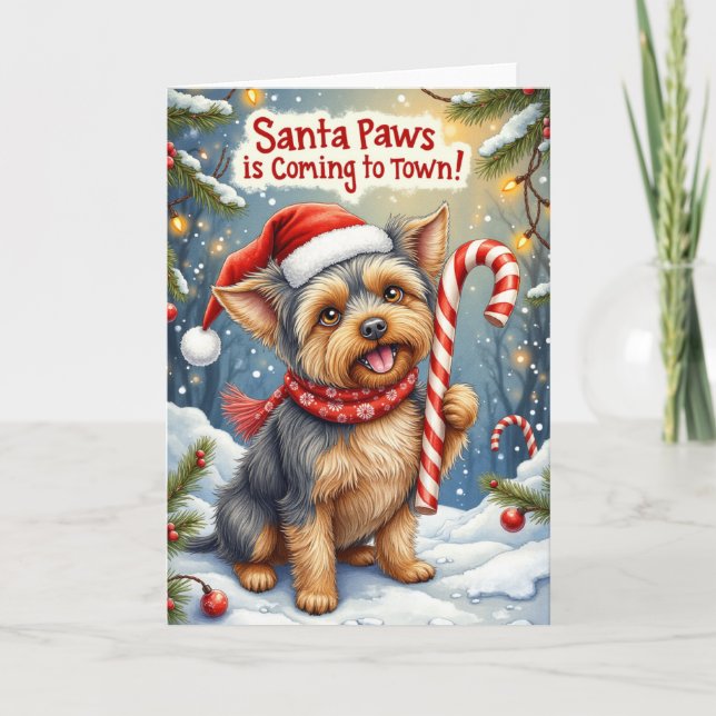 Santa Paws Affenpinscher Julhälsning Kort (Framsida)