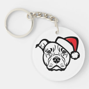Santa Paws: AmStaff Hund i Festiv Hatt