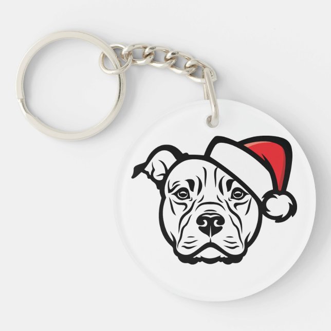 Santa Paws: AmStaff Hund i Festiv Hatt (Framsidan)