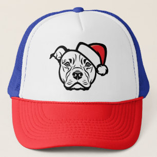 Santa Paws: AmStaff Hund i Festiv Hatt Keps