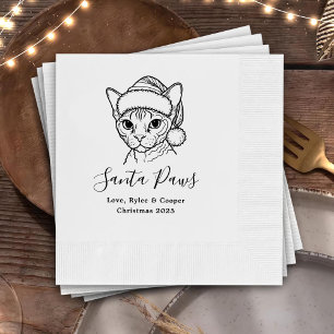 Santa Paws anpassade kattdragna bröllopsservetter Pappersservett