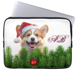 Santa Paws Corgi Holiday Laptop Design Fodral