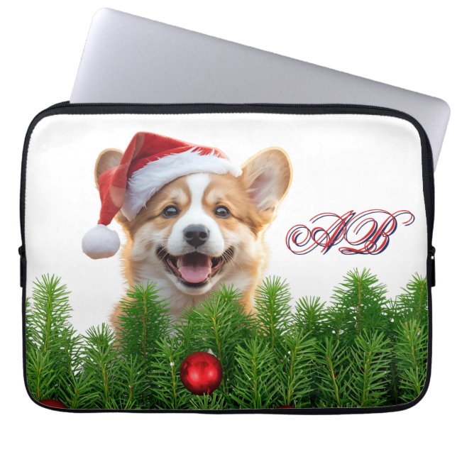 Santa Paws Corgi Holiday Laptop Design Fodral (Framsidan)