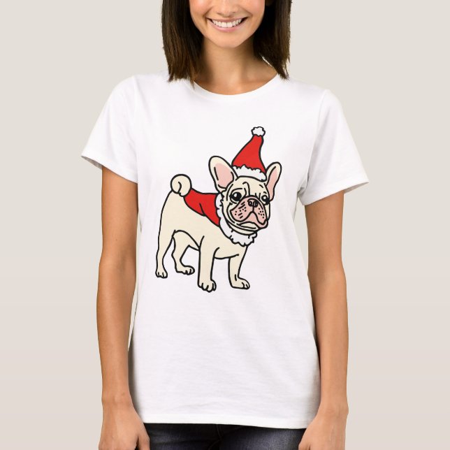 Santa Paws Frenchie Christmas T Shirt (Framsida)