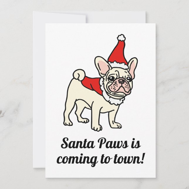 Santa Paws Frenchie jul Inbjudningar (Framsida)