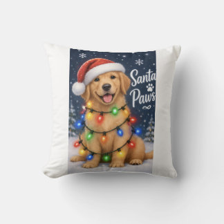 Santa Paws Golden Retriever Jul Kuddpläddekast Kudde