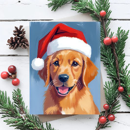Santa Paws | Golden Retriever Valp Jul Helg Vykort