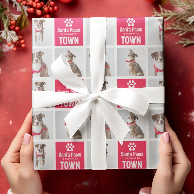 Santa Paws Hund 3 Foto Grid Festive Jul  Presentpapper (Skapare uppladdad)