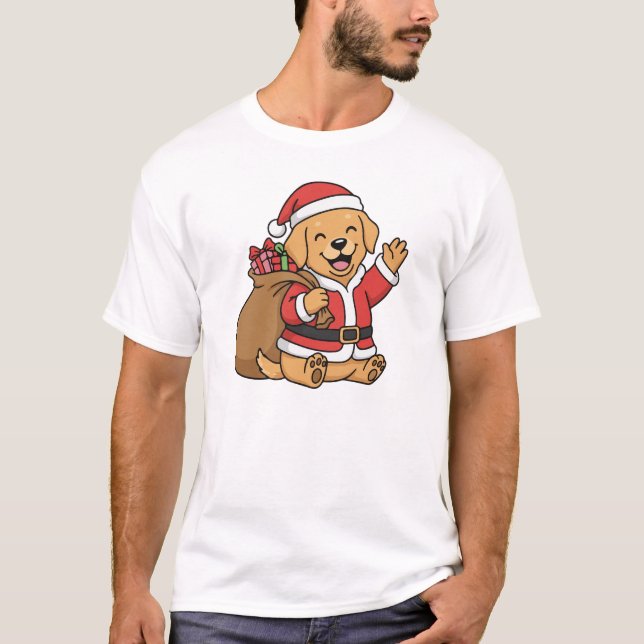 Santa Paws Is Coming to Town Dog Christmas Hoodie T Shirt (Framsida)