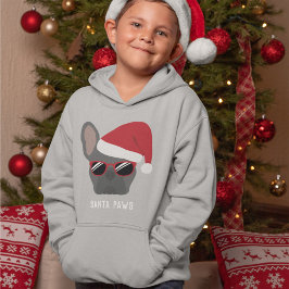 Santa Paws jul blå fransk bulldog T Shirt