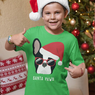 Santa Paws jul fransk bulldogg T Shirt