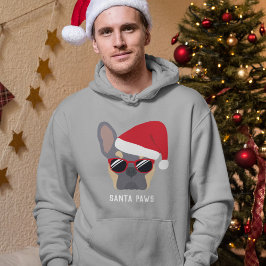 Santa Paws jul lilac tan fransk bulldog Hoodie