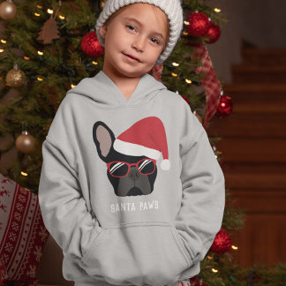 Santa Paws jul svart fransk bulldogg T Shirt